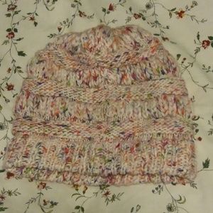 Rainbow sweater knit hat